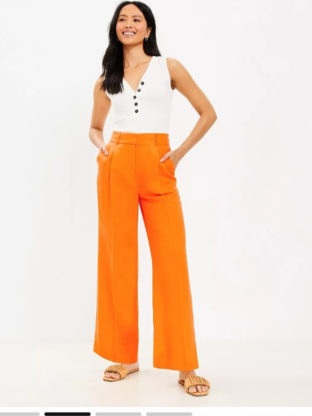 Loft Peyton Trouser Linen Blend Pants NWT Size 6